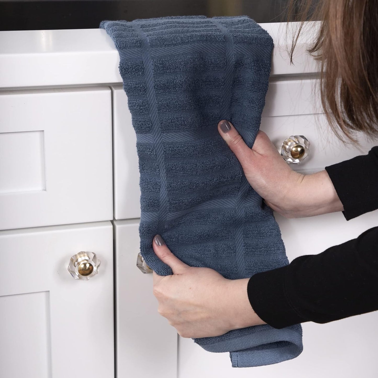 All-Clad Solid Kitchen Towel: Highly Absorbent, Super Soft Long Lasting - 100% Cotton, 17"x30" Tea Towel for Cleaning &amp; Drying Dishes, Pans, Glassware, or Countertops, (1-Pack), Indigo