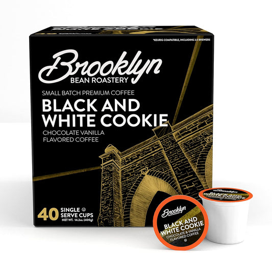 Brooklyn Beans Black and White Cookie Coffee Pods - Compatible with Keurig K Cup Brewers Including 2.0 Machines, 40 Count,