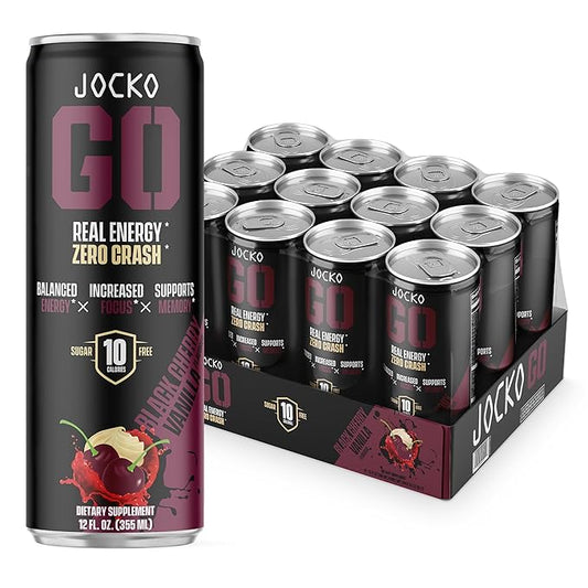 Jocko GO Energy Drink - Keto, Vitamin B12, Vitamin B6, Electrolytes, L Theanine, Magnesium- Energy Boost, Sugar Free