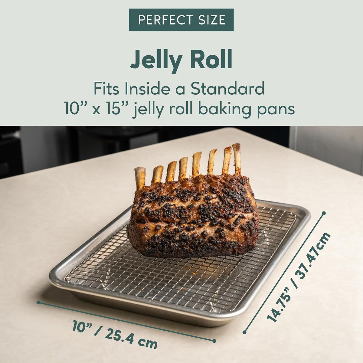 Cooling &amp; Baking Rack Set - Sheet Pan - 10'' x 14.7" | 100% Stainless Steel, Oven-Safe, Dishwasher-Safe, Heavy Duty Tight-Wire, Set of 2, Half Sheet Pan Cooling Racks, Easy Clean