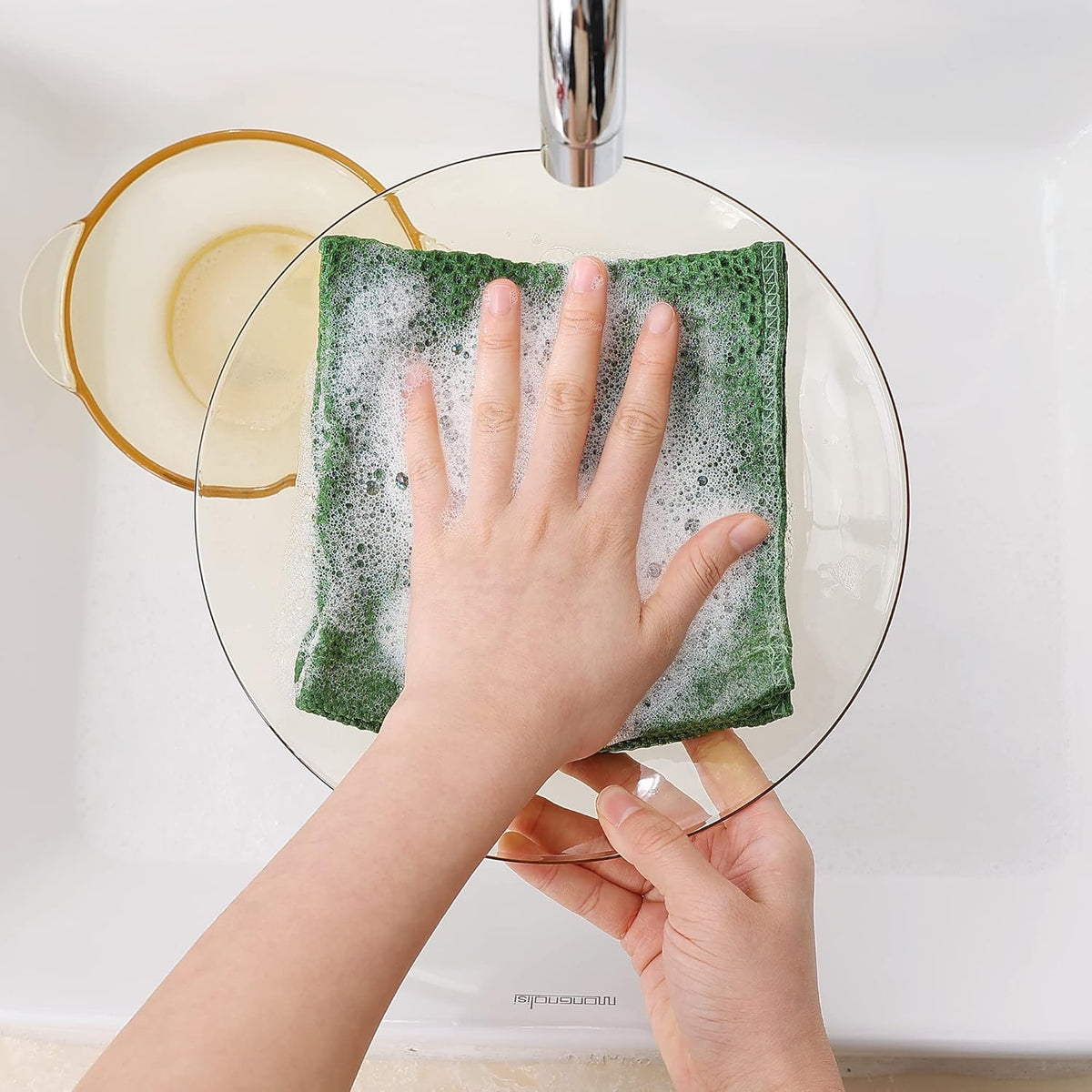 Homaxy 100% Cotton Waffle Weave Kitchen Dish Cloths, Ultra Soft Absorbent Quick Drying Dish Towels, 12 x 12 Inches, 8-Pack, Grass Green