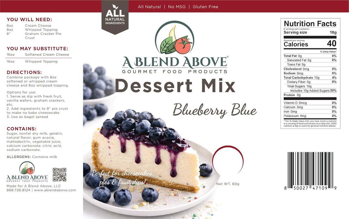 A Blend Above Blueberry Blue No Bake Dessert Mix - All Natural