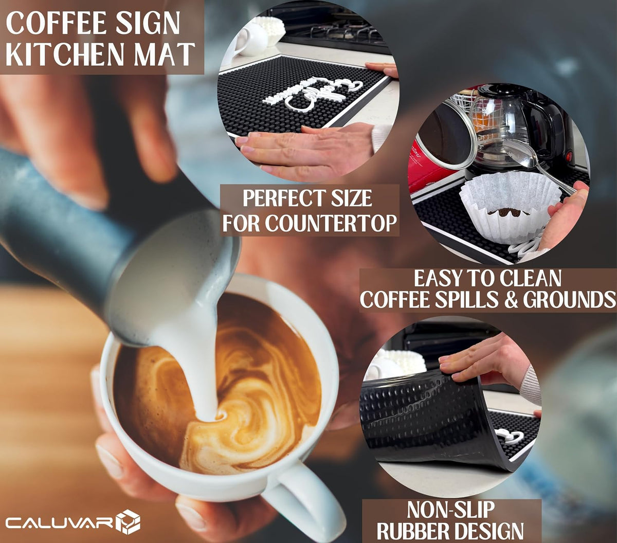 Life Begins After Coffee Silicone Bar Mat 18x12 in, Funny Mom Gift, Coffee Lover Gift for Women and Men, Non-Slip Espresso Machine Mat, Coffee Bar Station Decor, Hostess Gift