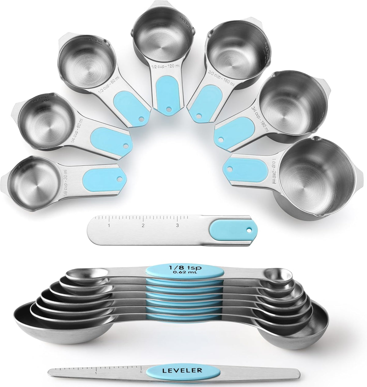 Spring Chef 15 Magnetic Measuring Cups & Spoons Set w/Levelers