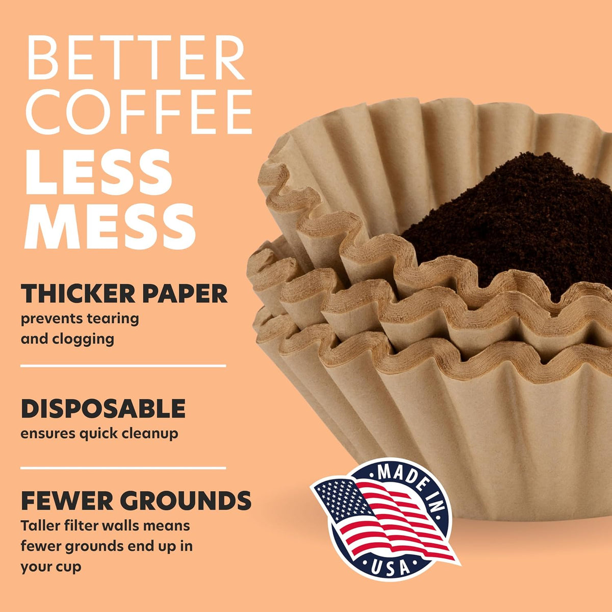 Basket Coffee Filters 8-12 Cup, 600 Count, Unbleached, Made In USA