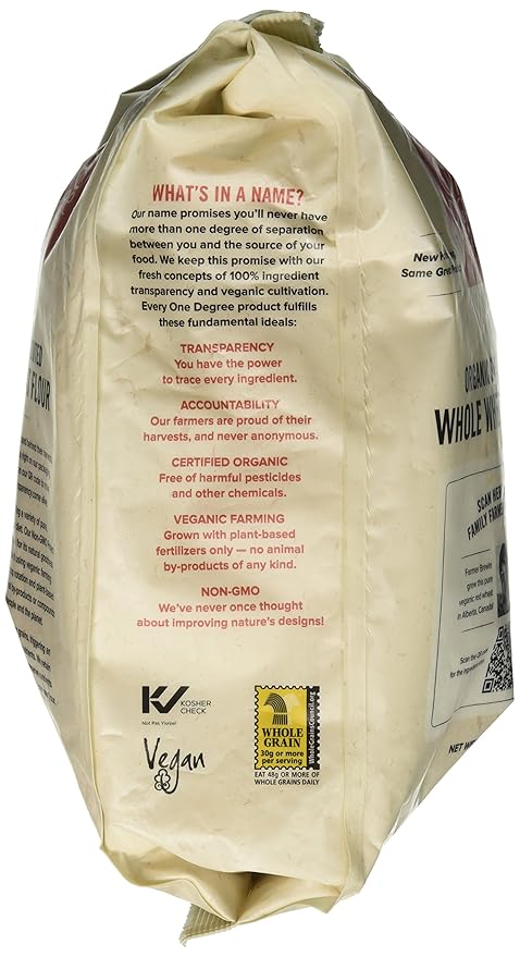 One Degree Organic Sprouted Whole Wheat Flour, 80 Ounce -- 4 per case.4