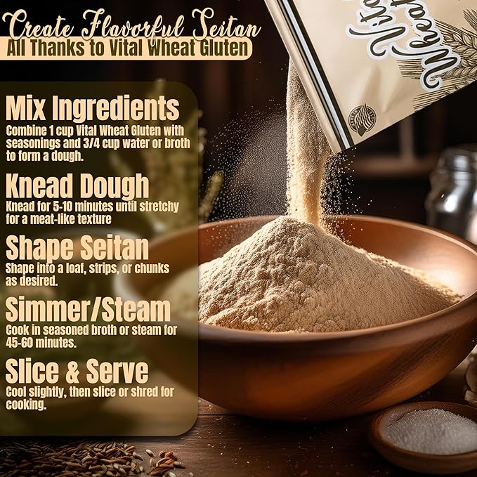 2.2 lb Vital Wheat Gluten | High-Protein, All-Natural Wheat Protein for Bread, Pizza Dough, Seitan, and More | Vegan & Keto-Friendly Baking Essential by Arizona Kitchen Supply