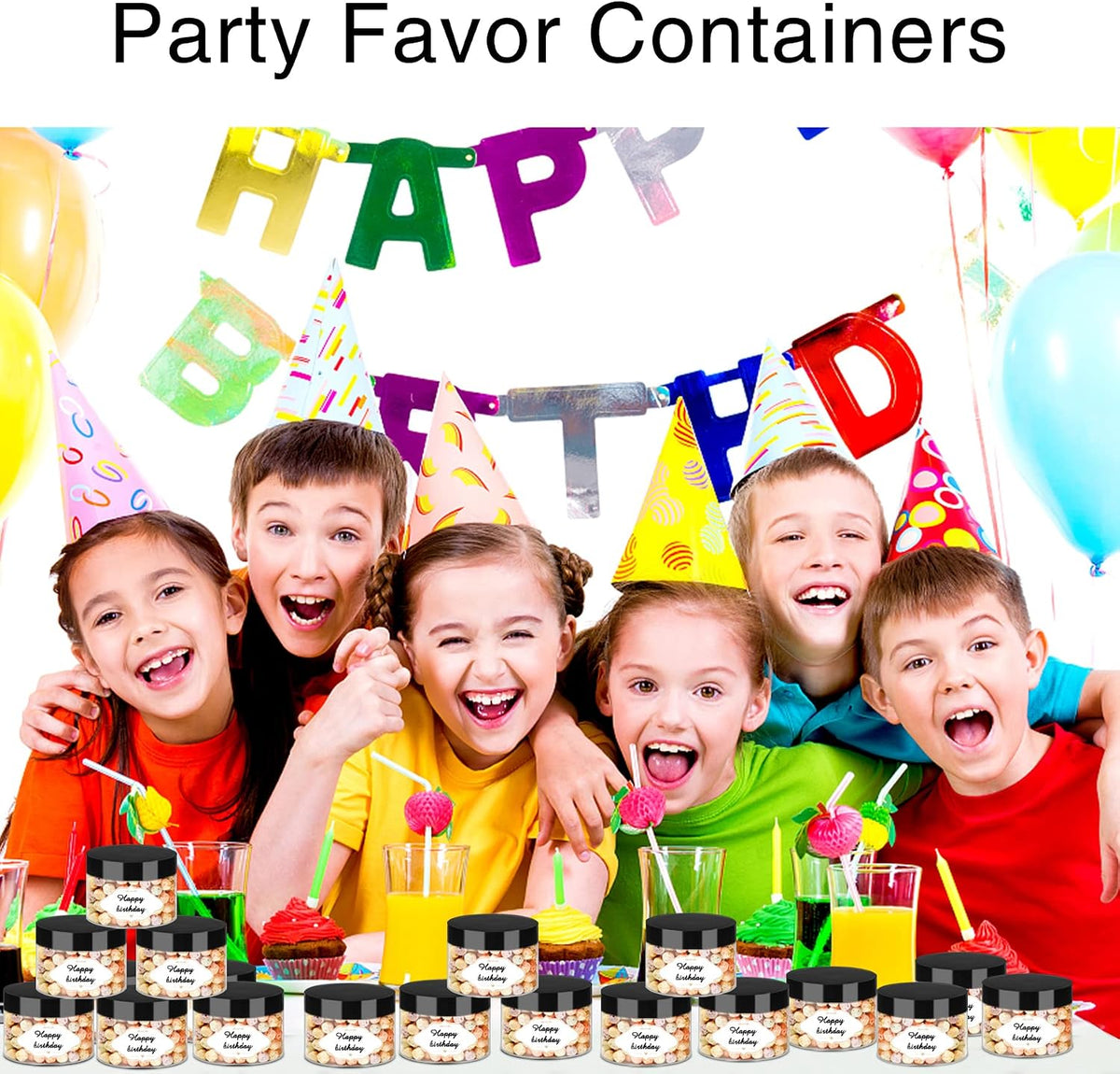 PeacePeo Plastic Jars with Lids 4 OZ, 72 Pack Clear Slime Containers | Empty Refillable, Black Screw on Lids, Organize Small Items, Samples, Lotions &amp; Beauty Products, Keep Home Kitchen Neat