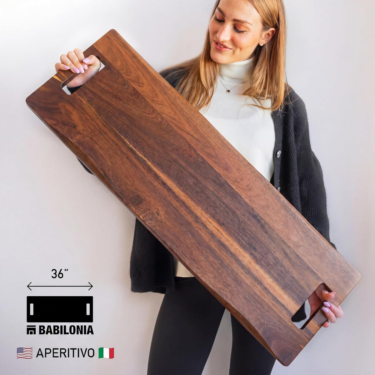 Extra Large Charcuterie Board Acacia, Reversible Long Wooden Tray | 36 x 12 Inch Premium Non toxic Acacia Wood Tray, Large Charcuterie Boards for Party, Long Cutting Board