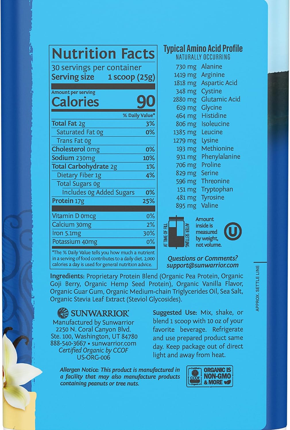 Sunwarrior Vegan Protein Powder Organic Plant-Based Protein
