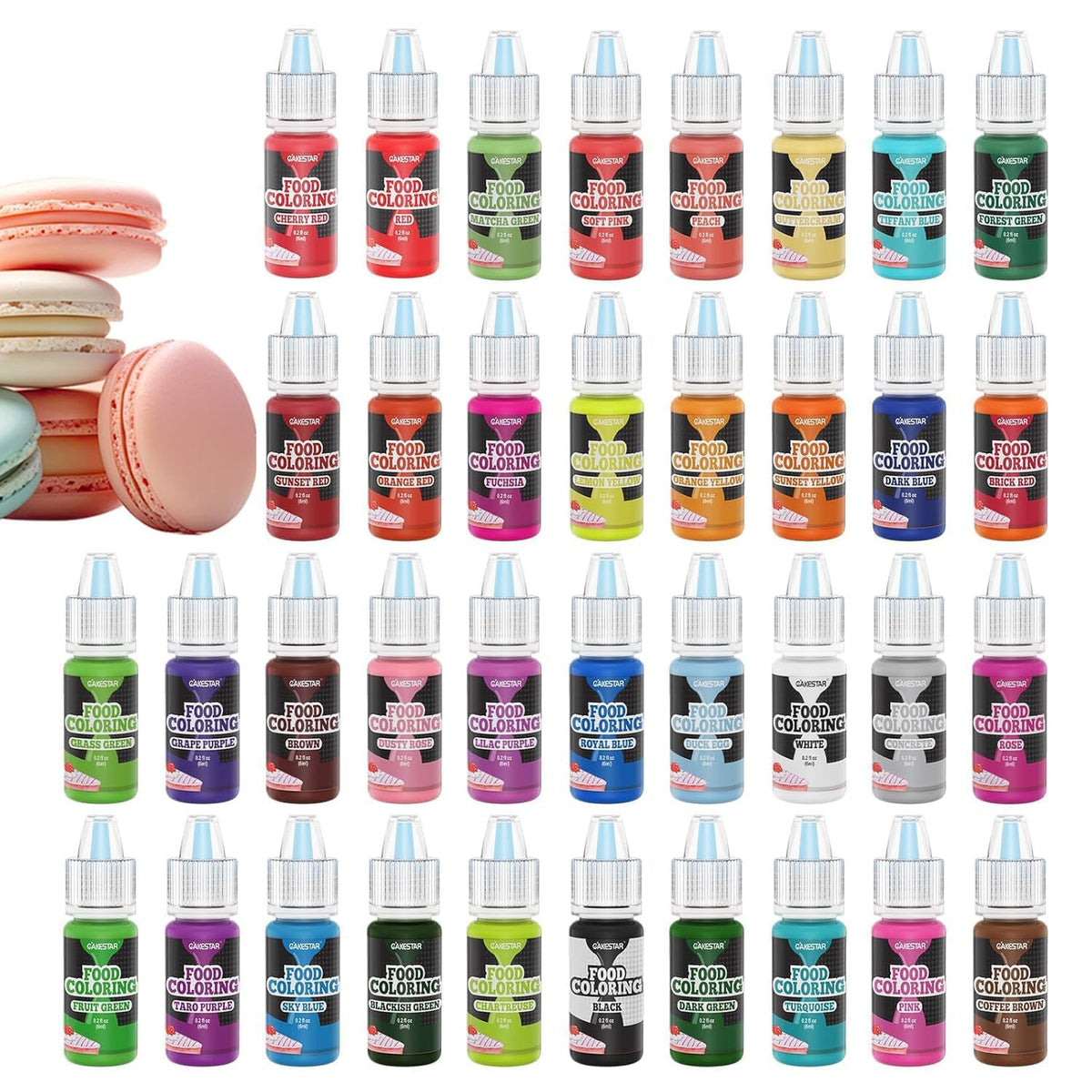 Cakestar 36 Colors Liquid Food Coloring 6ml/Bottle for Cake Cookie Baking | Highly concentrated for cake, cookie, slime &amp; crafts. Food-grade. A little goes a long way – vivid, versatile!