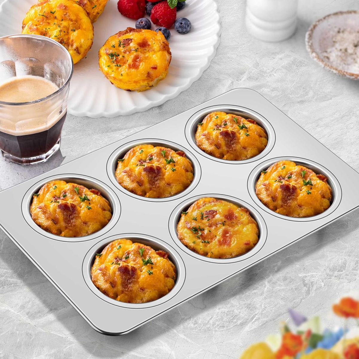Homikit Stainless Steel Muffin Pans 6 Cups