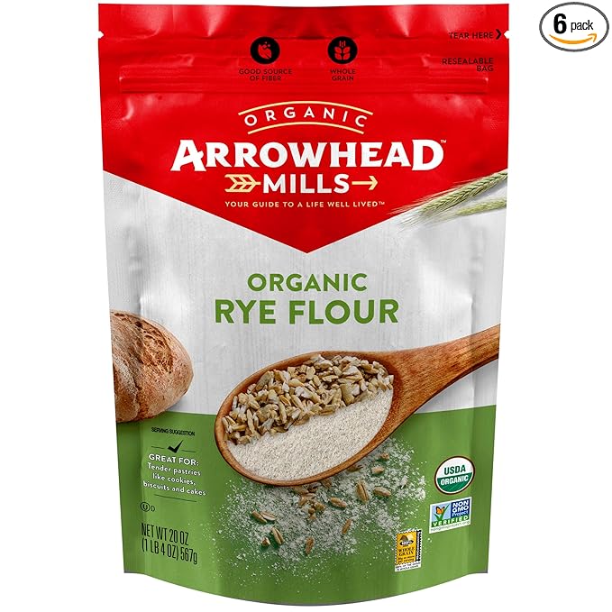 Arrowhead Mills Organic Rye Flour, 20 Ounce (Pack of 6)