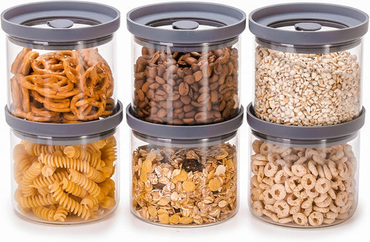 Glass Airtight Canisters with Silicone Lids – BPA-Free Borosilicate Containers for Food Prep, Storage, Wet or Dry Foods,