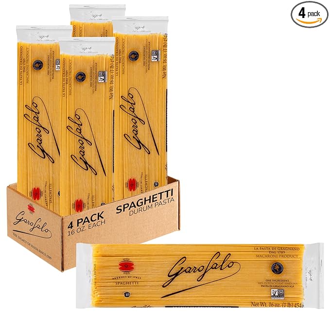 Garofalo - Premium Durum Wheat Semolina Spaghetti Pasta, Italian Made, Bronze-Drawn, Al-Dente, One-Ingredient Pasta (4 pack)