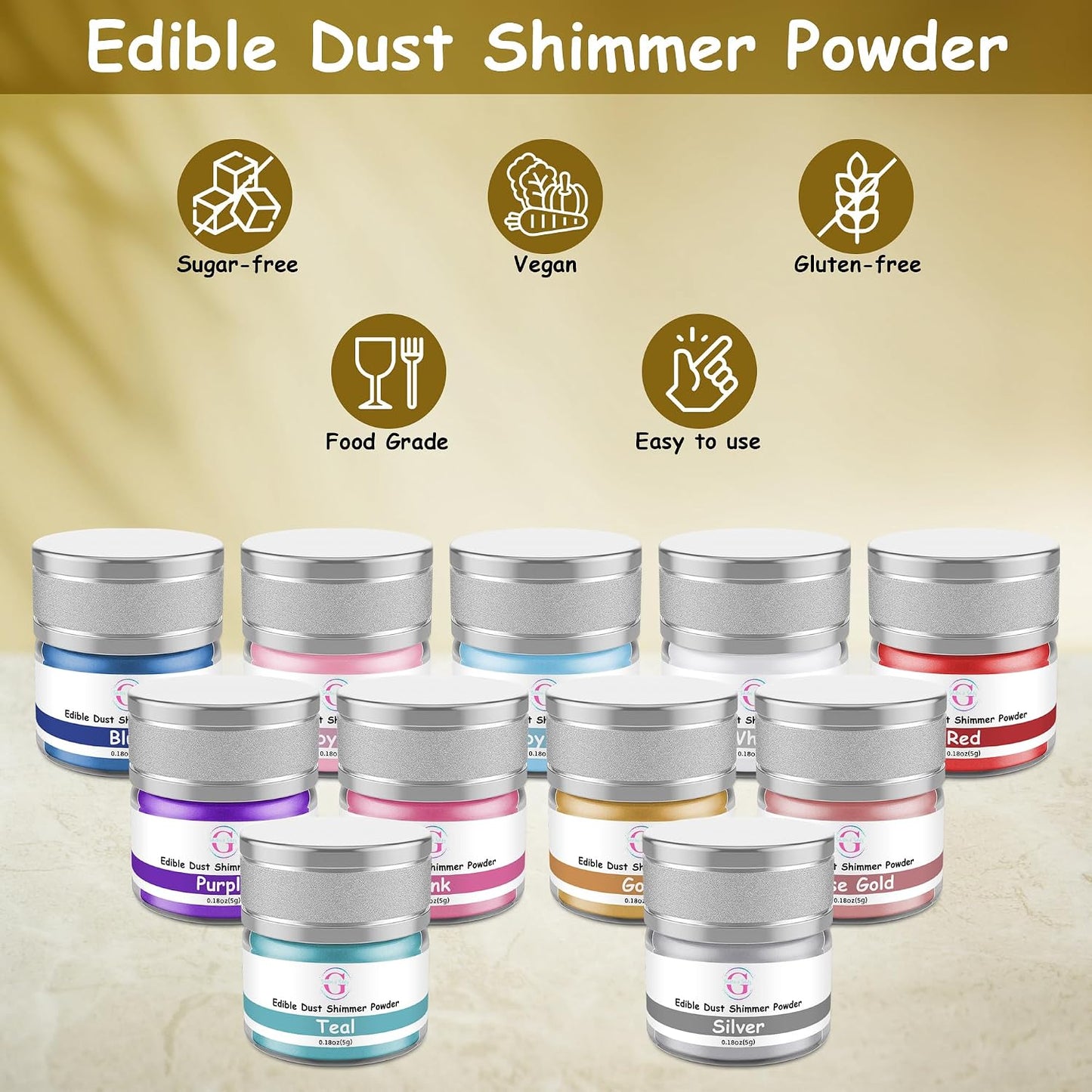 Glitter &amp; Glitz Edible Glitter for Drinks - Premium Drink Glitter Edible Dust for Cocktails, Baking, Brew - Luster Dust and Cocktail Glitter - Edible Glitter for Drinks Decoration (Black, 5Grams)