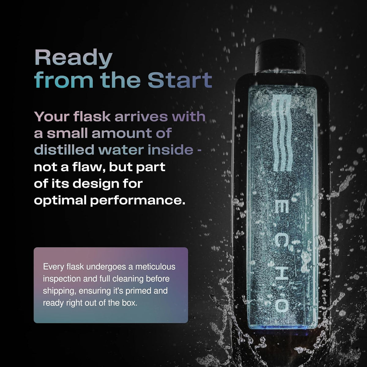 Echo Flask Hydrogen Water Bottle, Black, 12 oz