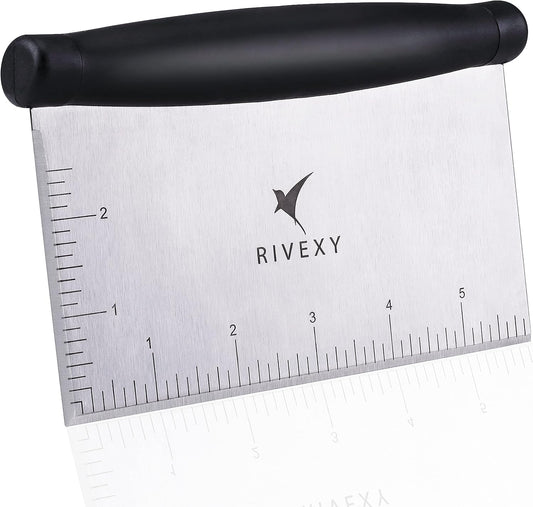 Stainless Steel Griddle Scraper for Flat Tops, Multipurpose Bench Scraper for Kitchen & Outdoor BBQ, Durable Bread Dough