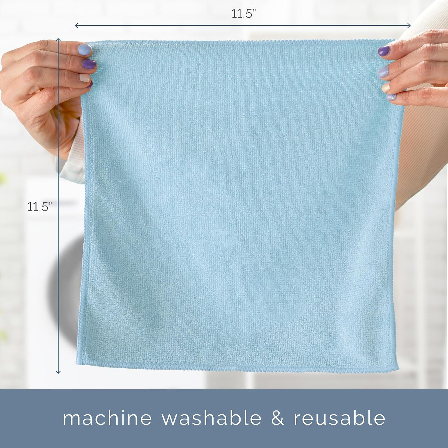 S&amp;T INC. Microfiber Cleaning Cloth, 100 Pack, 11.5" x 11.5", Light Blue