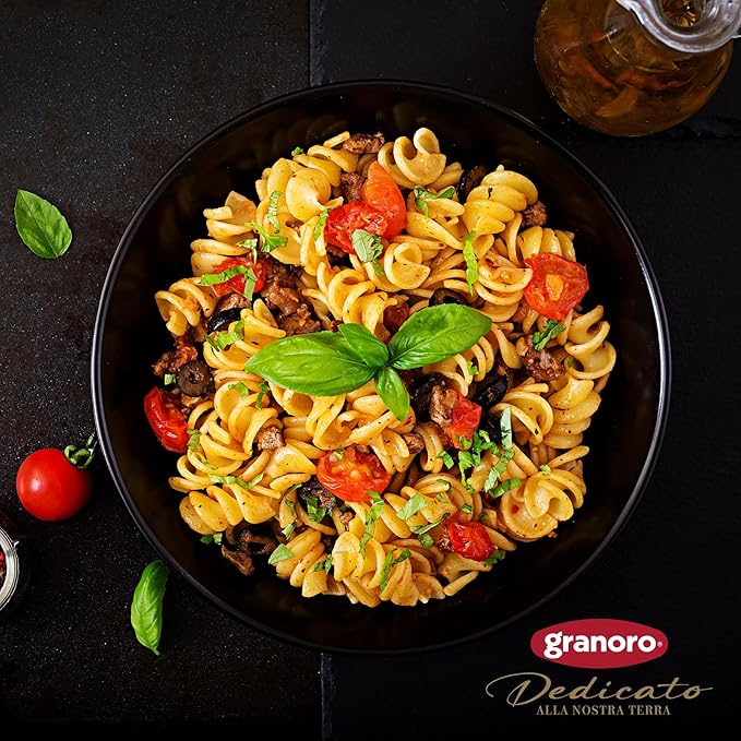 Granoro Dedicato Fusilli #100 - Authentic Italian Pasta, Made from 100% Puglia Durum Wheat Semolina, Non-GMO, Vegan, 1 lb Bags (Pack of 2)