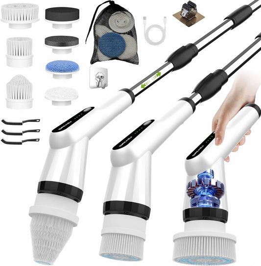 Electric Scrubber Brush, IPX7 Electric Scrubber for Shower, Electric Cleaning Brush Scrubber with 7 Replaceable Brush Heads