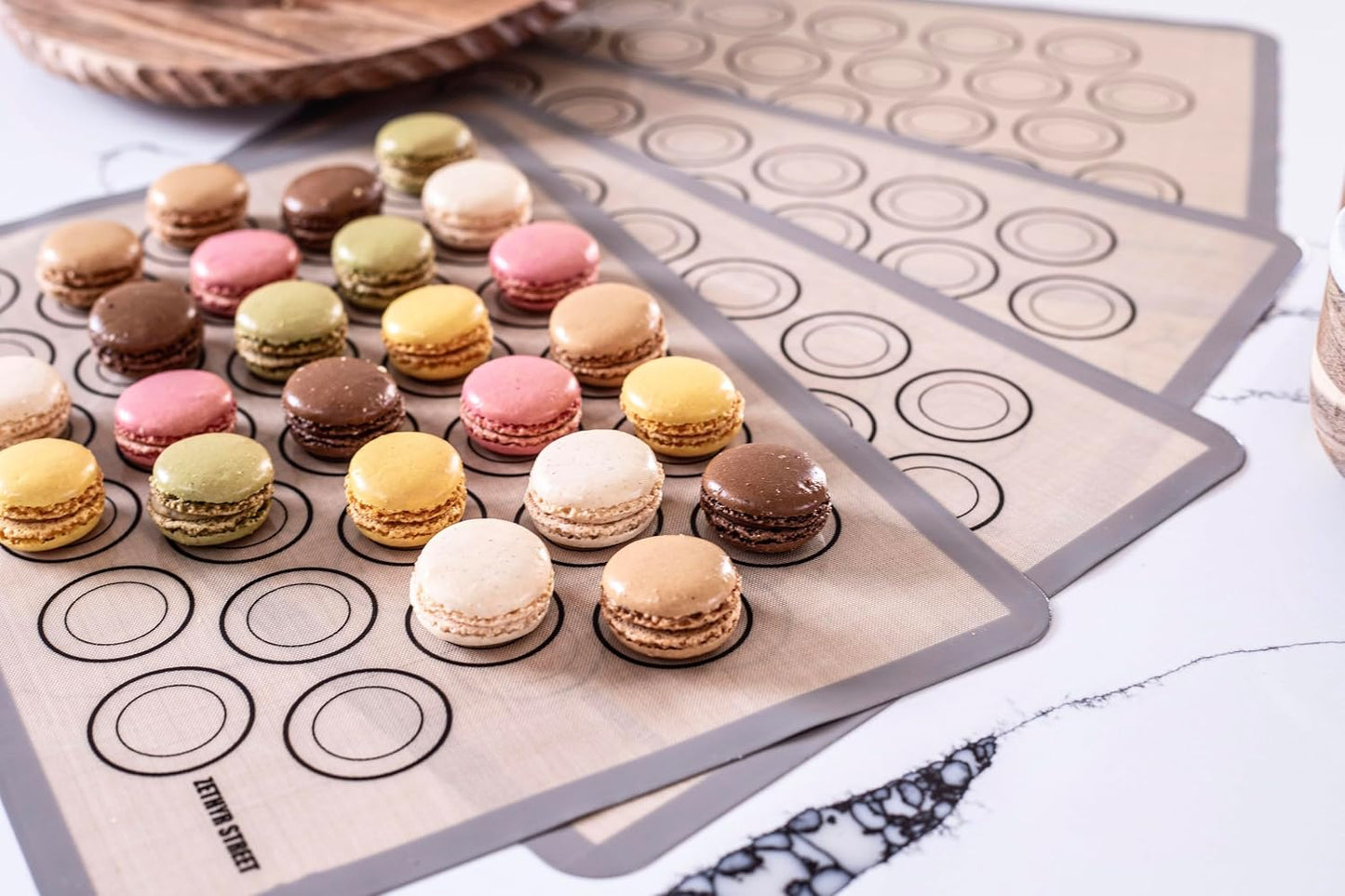 Macaron Baking Mat Silicone Non Stick, Half Sheet Reusable Pack of 4 Gray | Non-Stick Macaron Mat for Easy Baking, Heat Resistant &amp; Dishwasher Safe, Reusable &amp; Eco-Friendly, For Cookies &amp; More (11x16”)