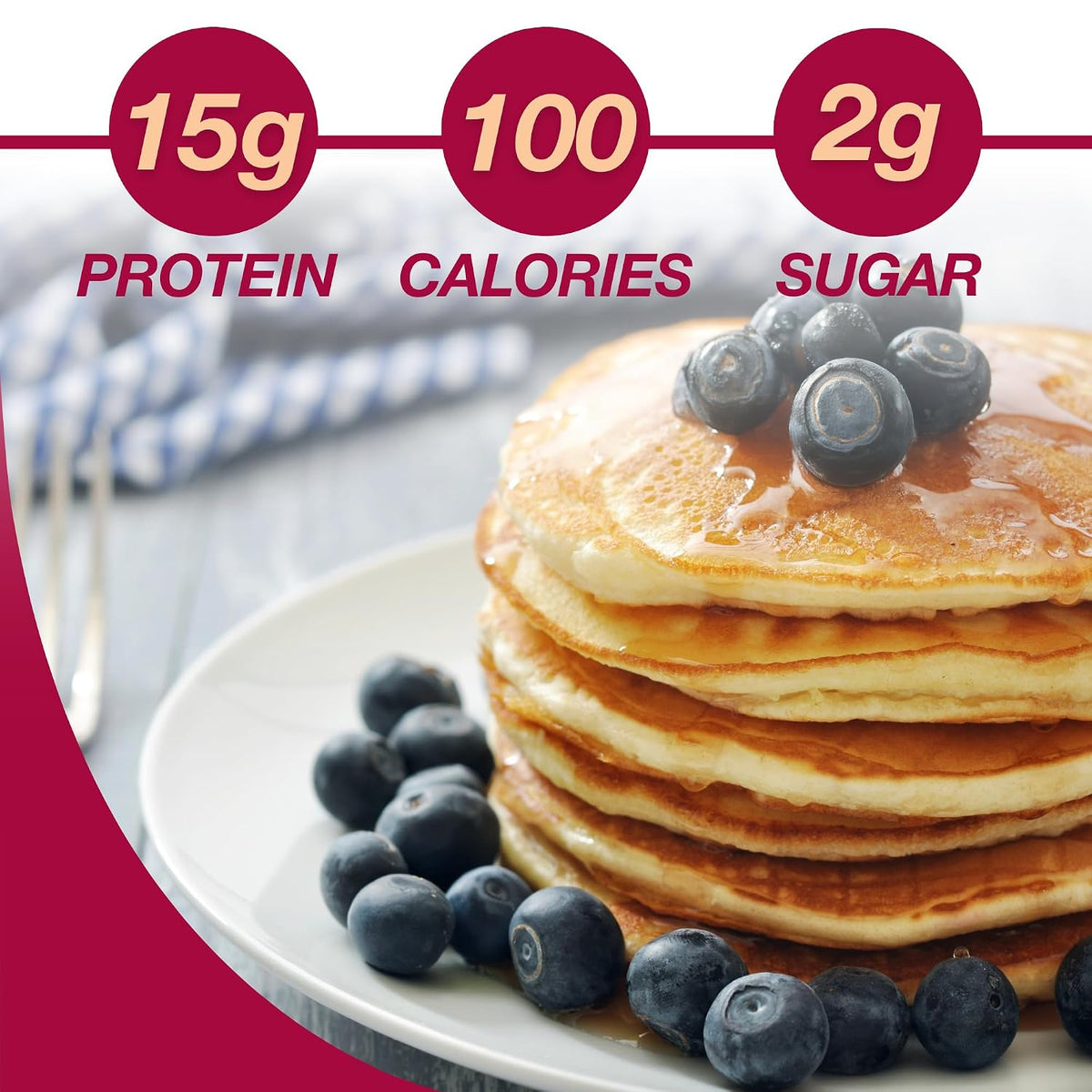 ProtiDIET Blueberry Protein Pancakes, Low Sugar Instant Pancake Mix, 7ct