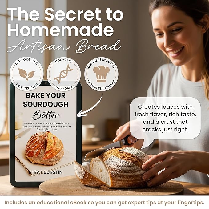 ERNEY Dehydrated Sourdough Starter for Bread Making - Perfect Rise Organic Sourdough Bread Flour with Instruction - Versatile Homemade Pastry Flour Perfect for Artisan Loaf Pizza Muffins - 1 pack