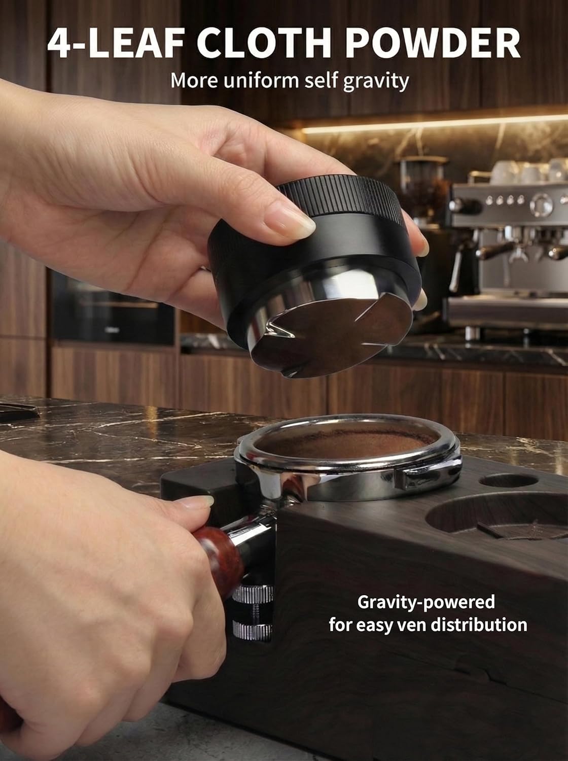 Barista Espresso Tamper 53.3/54mm, Spring Loaded Flat Base Tamper Kit | 4-Blade Coffee Distributor &amp; 316 Stainless Steel Puck Screen