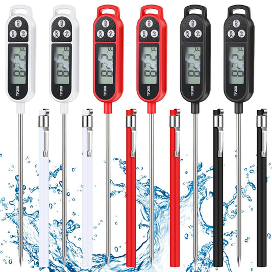 6 Pcs Meat Food Thermometer Food with Probe Water Liquid Instant Read Digital Thermometer Kitchen Cooking Supplies for