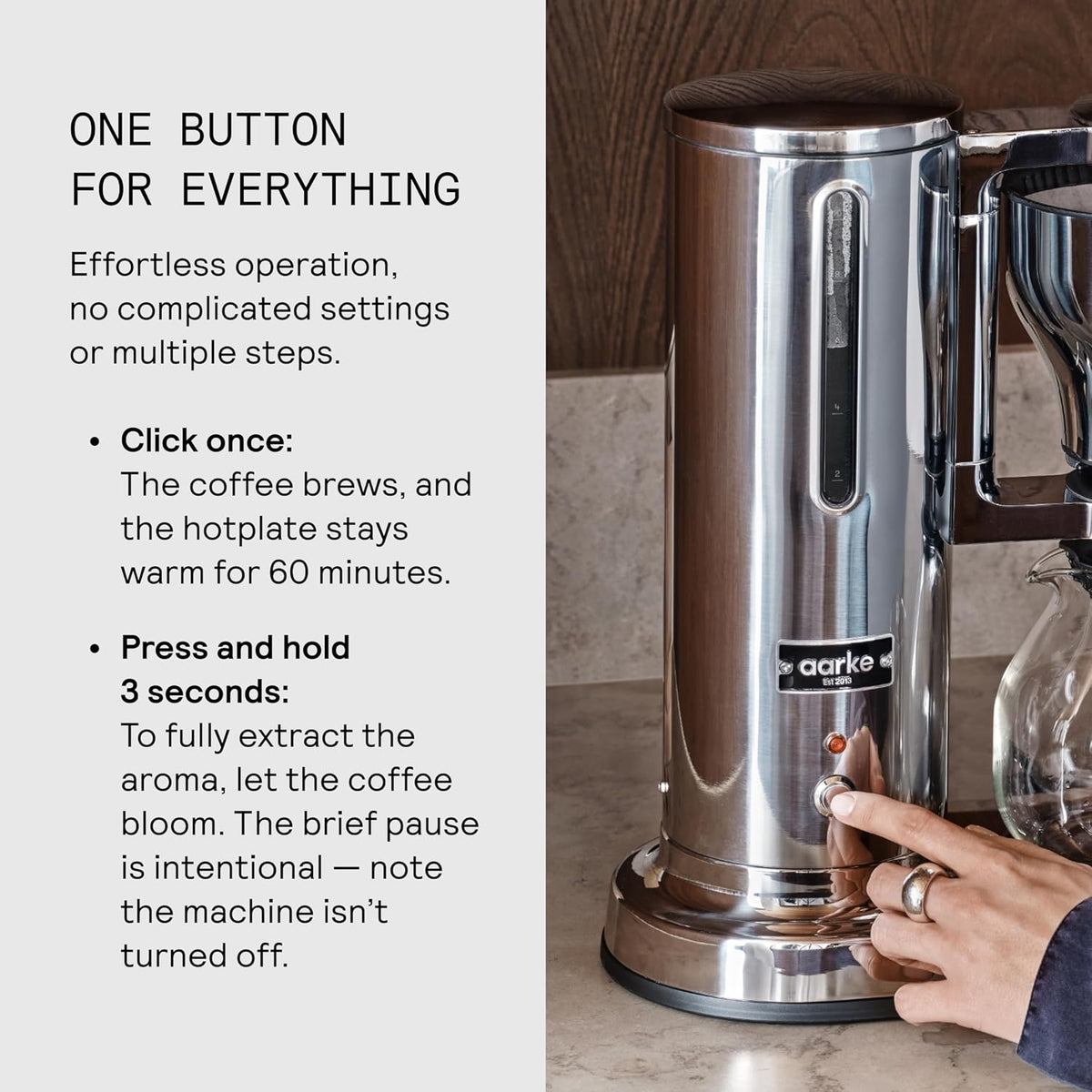 aarke Drip Coffee Maker with 42oz Glass Carafe, Stainless Steel | Electric Drip Brewer, Automatic Drip-stop, Brews Full Pot in Under 6 Minutes, SCA Certified