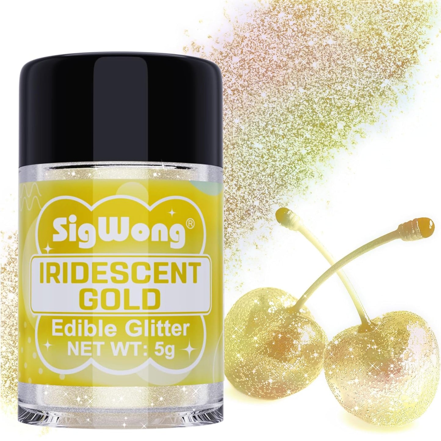 Iridescent Gold Edible Glitter - 5g Food Grade Cake Decorating Shimmering Glitter, Edible Sprinkle L