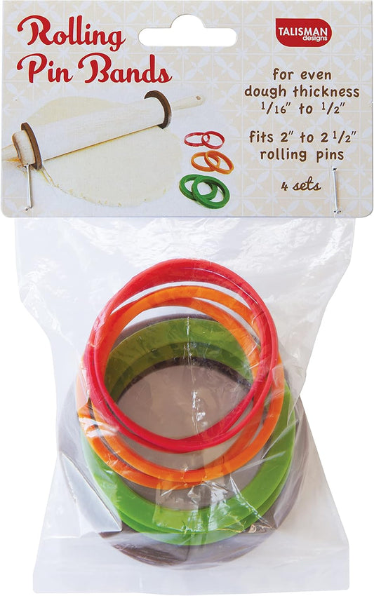 Talisman Designs Silicone Rolling Pin Bands | 8 Piece Set | Ensure Dough Thickness | Baking Accessories | Rolling Pin