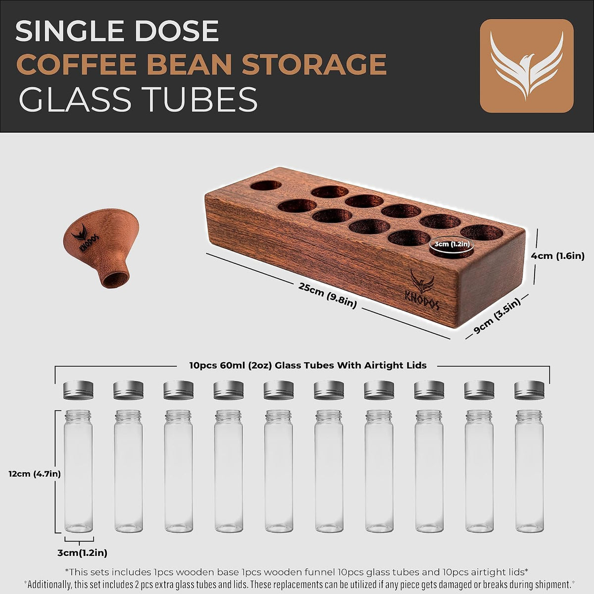 Single Dose Coffee Storage Tubes, Coffee Bean Dosing Cup and RDT Set