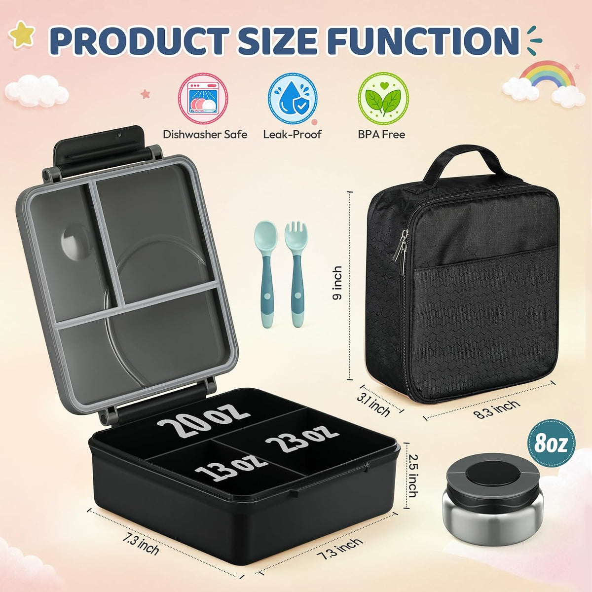 Itslife Bento Lunch Box for Kids with 8oz Soup Thermo&Lunch Bag