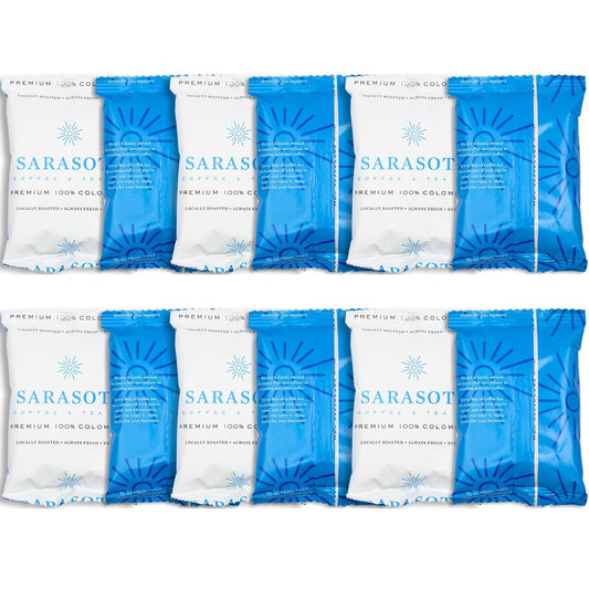 Sarasota Coffee Ground Packets | Gourmet Colombian Medium Roast Ground Coffee Packs | Columbian | Low Acid Mold Free
