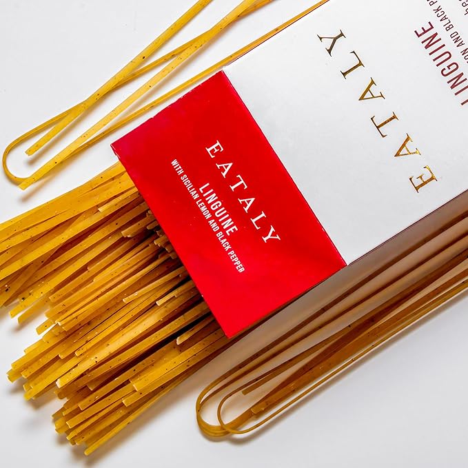 Eataly Italian Linguine with Lemon & Pepper Pasta Noodles - 250g (8.8 oz.) Box -Authentic Durum Semolina Wheat - Made in Italy- Dried Pasta for Gourmet Dining, 1 Pack