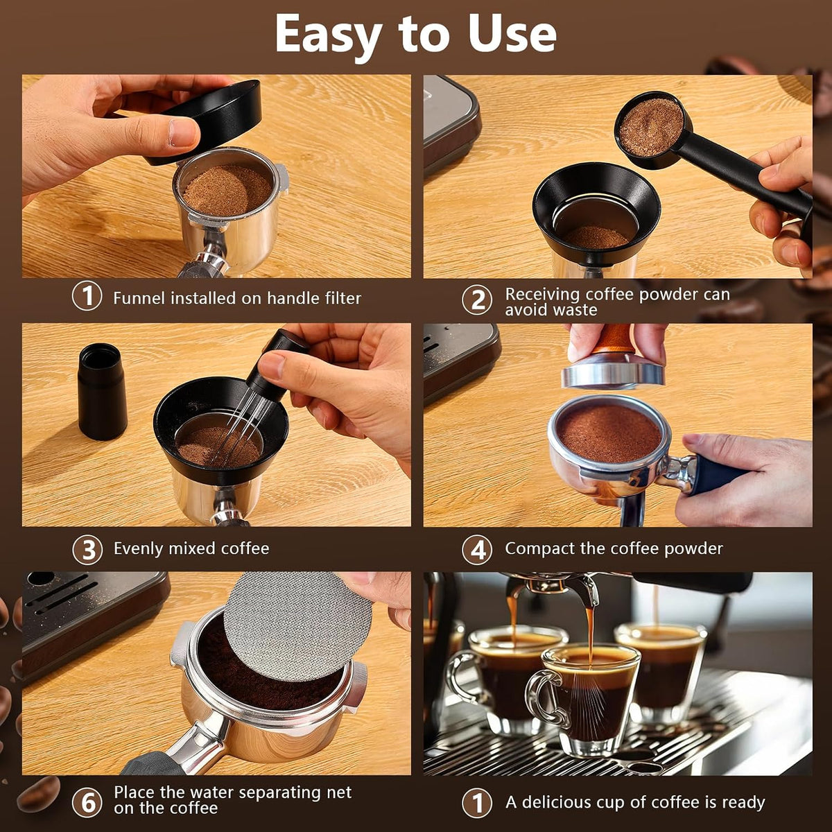 WDT Tool Espresso Distributor Accessory kit &amp;1.7mm Thickness 150μm Mesh Puck Screen &amp; 8 Magnets dosing ring Compatible with Portafilter (WDT +51MM Black dosing ring&amp;puck screen)
