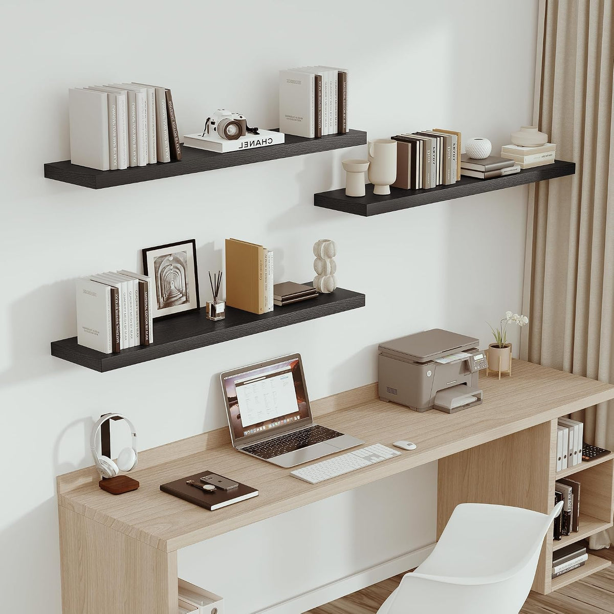 Vivelove Single Floating Shelves 48x10” Set of 1, Black
