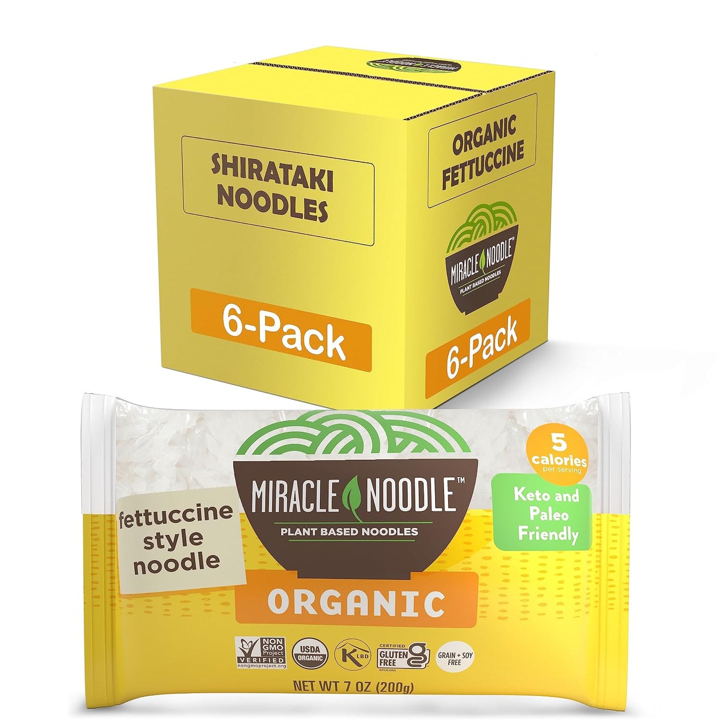 Miracle Noodle Organic Fettuccine Pasta, 7 Oz (Pack of 6)