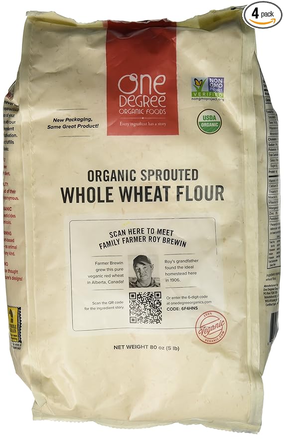 One Degree Organic Sprouted Whole Wheat Flour, 80 Ounce -- 4 per case.4