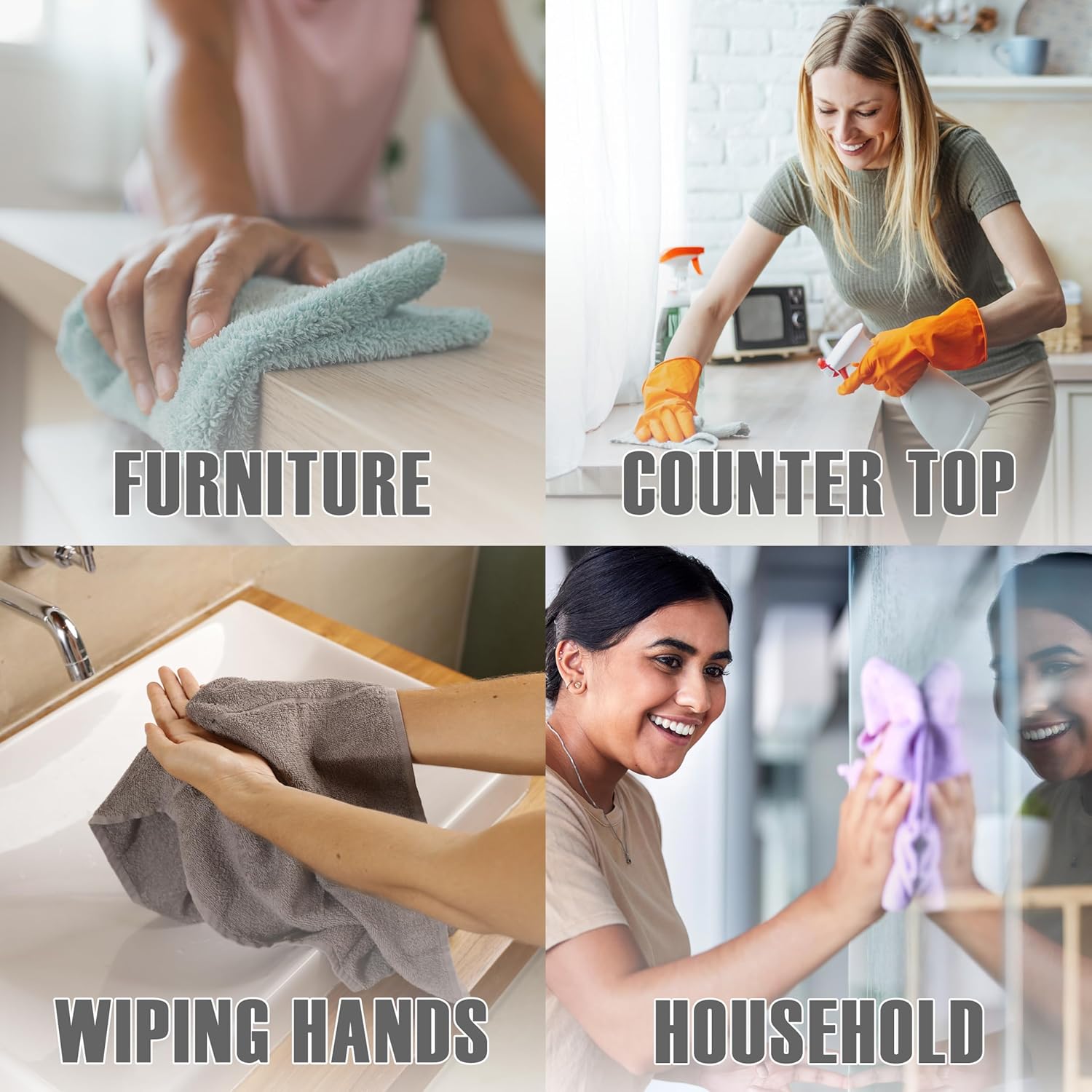 ZUPERIA Bar Mop Kitchen Towels - Pack of 12 (16" x19”) 100% Ring Spun Cotton - Dish Washcloths for Superb Cleaning and Less