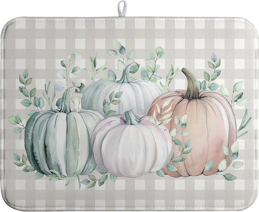 Thanksgiving Fall Dish Drying Mat Pumpkin Dish Drying Pad Autumn Large Dish Drying Matt Absorbent Dish Drainer Mat for