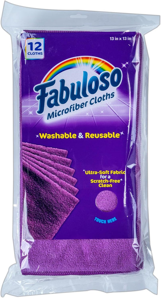 Fabuloso Microfiber Cleaning Cloths, Purple - Lint-Free, Scratch-Free Cleaning Cloths for Surfaces and Wood Furniture -