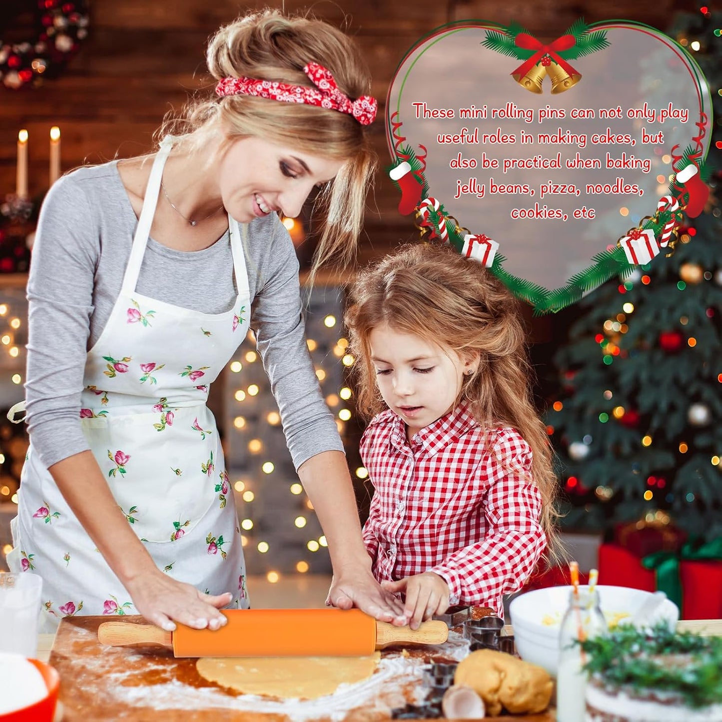 12 Pcs Small Rolling Pin Kids 12 Inch, Mini Silicone Rolling Pin | Non Stick, Kids Dough Roller with Wooden Handle for Baking, Kitchen, Cookie Pastry, Fondant Cake, 6 Colors