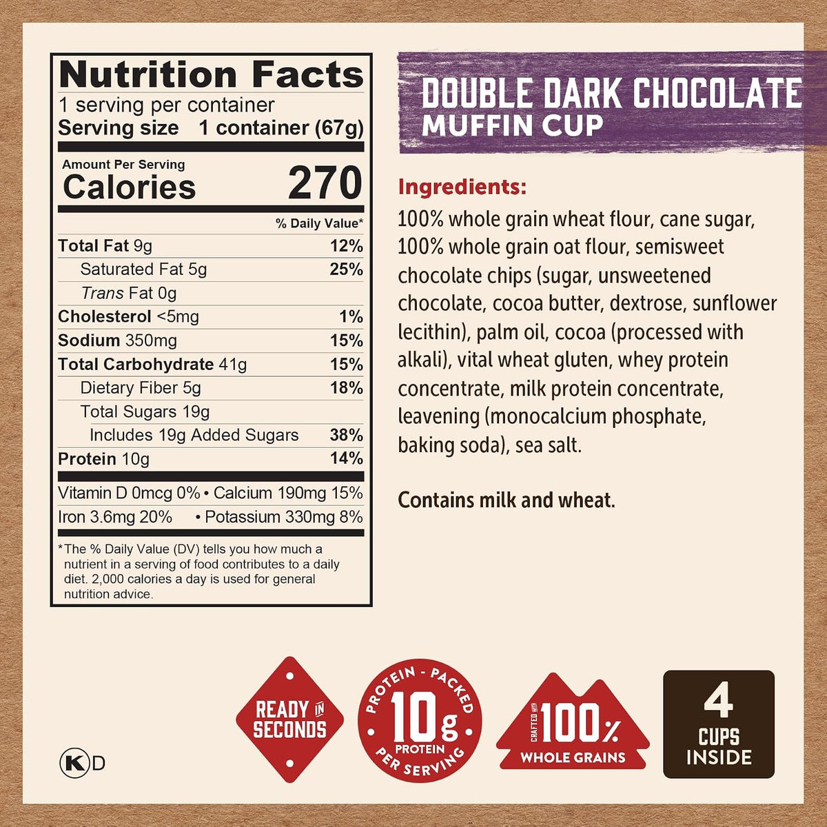 Kodiak Cakes Minute Muffin Cup Variety Pack - 100% Whole Grains