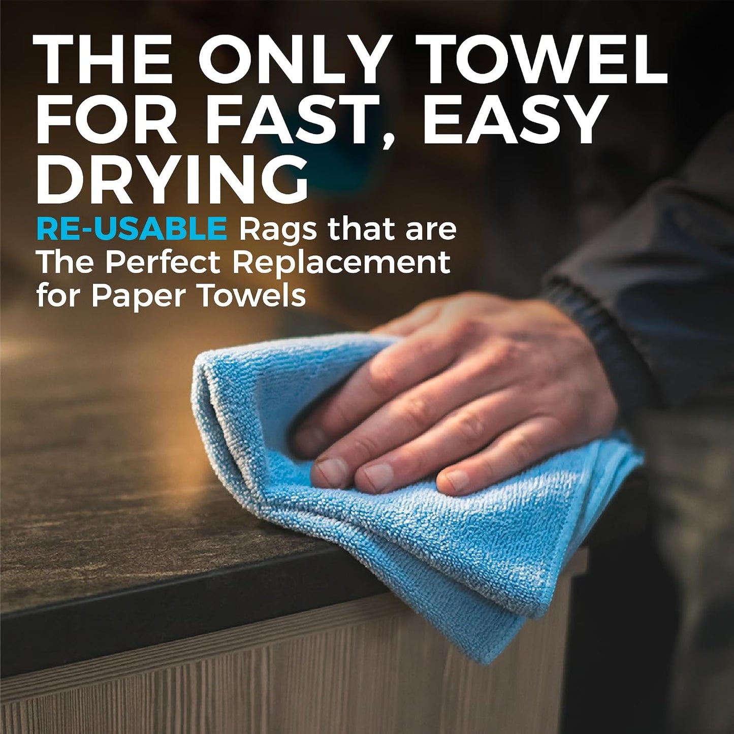 The Rag Company - All-Purpose Microfiber Terry Cleaning Towels - Commercial Grade, Highly Absorbent, Lint-Free, Streak-Free, Kitchens, Bathrooms, Offices, 300gsm, 14in x 14in, Green (12-Pack)