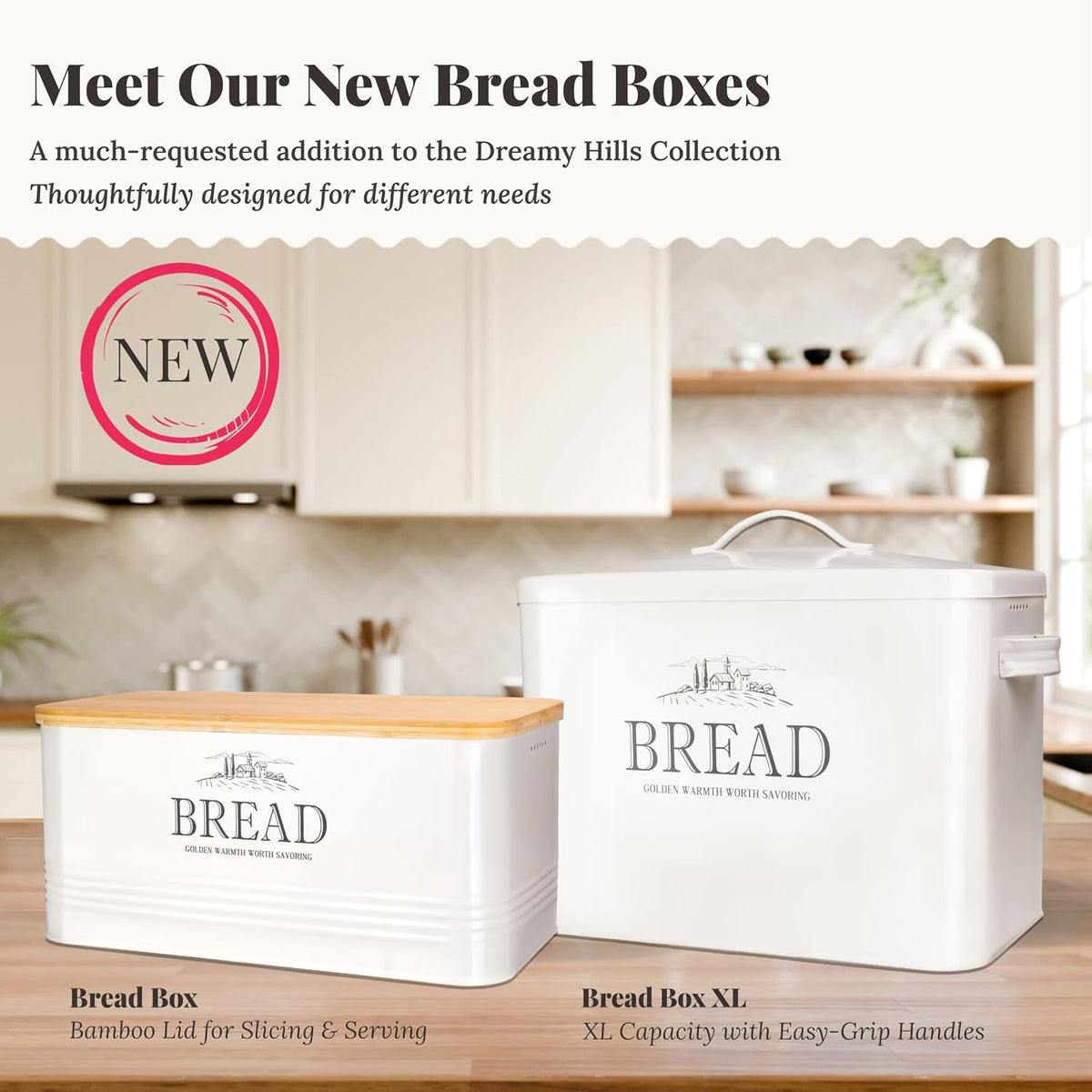 Canisters for Kitchen Counter, Set of 3 - Airtight Sugar and Flour Containers & Kitchen Utensil Holder, Rustic Farmhouse Canister Set for Kitchen Countertop