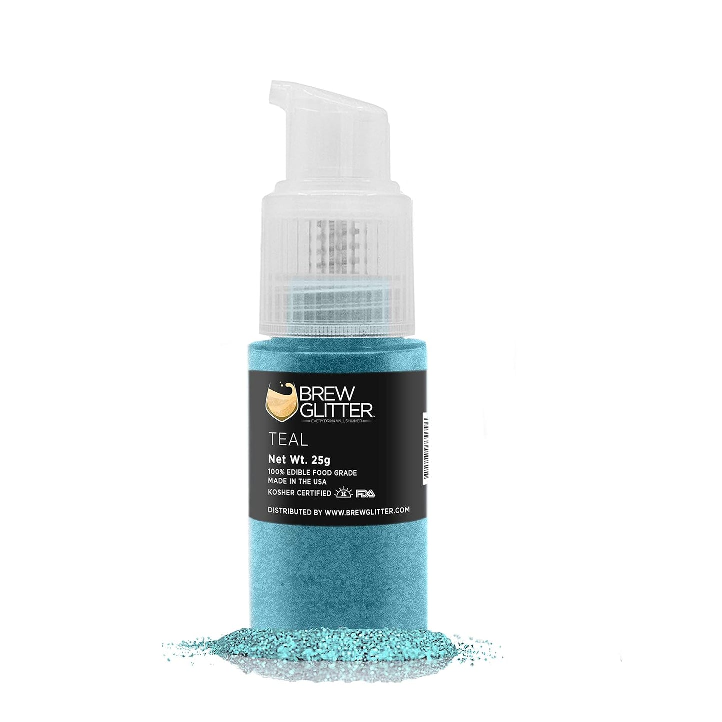 Brew Glitter Edible Drink Glitter Pump 1x 25g for Cocktails, Beer, &amp; Beverages (Teal)