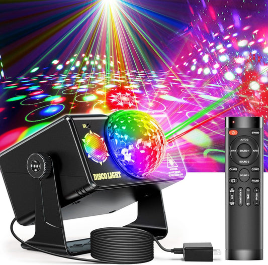 Party Lights, DJ Disco Light Disco Ball Light Sound Activated Strobe Stage Lights for Parties Birthday Christmas Gift